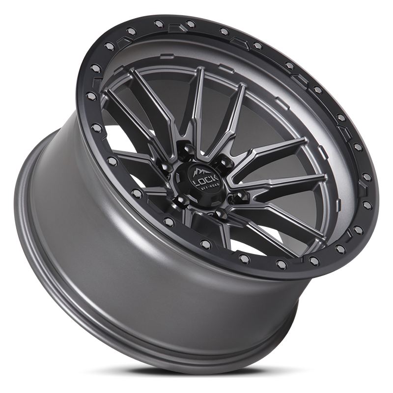 22x10 Lock Off-Road Krawler Matte Gray Black Ring 6x135 ET-18