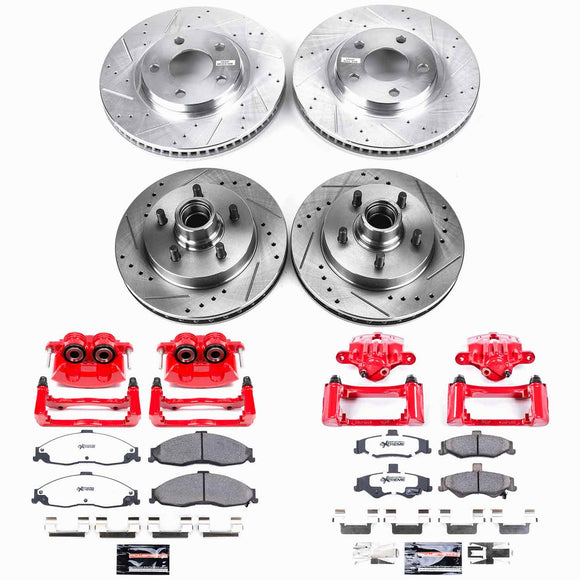 PowerStop Z26 Street Performance Ceramic Brake Pad, Drilled Slotted Rotor, and C