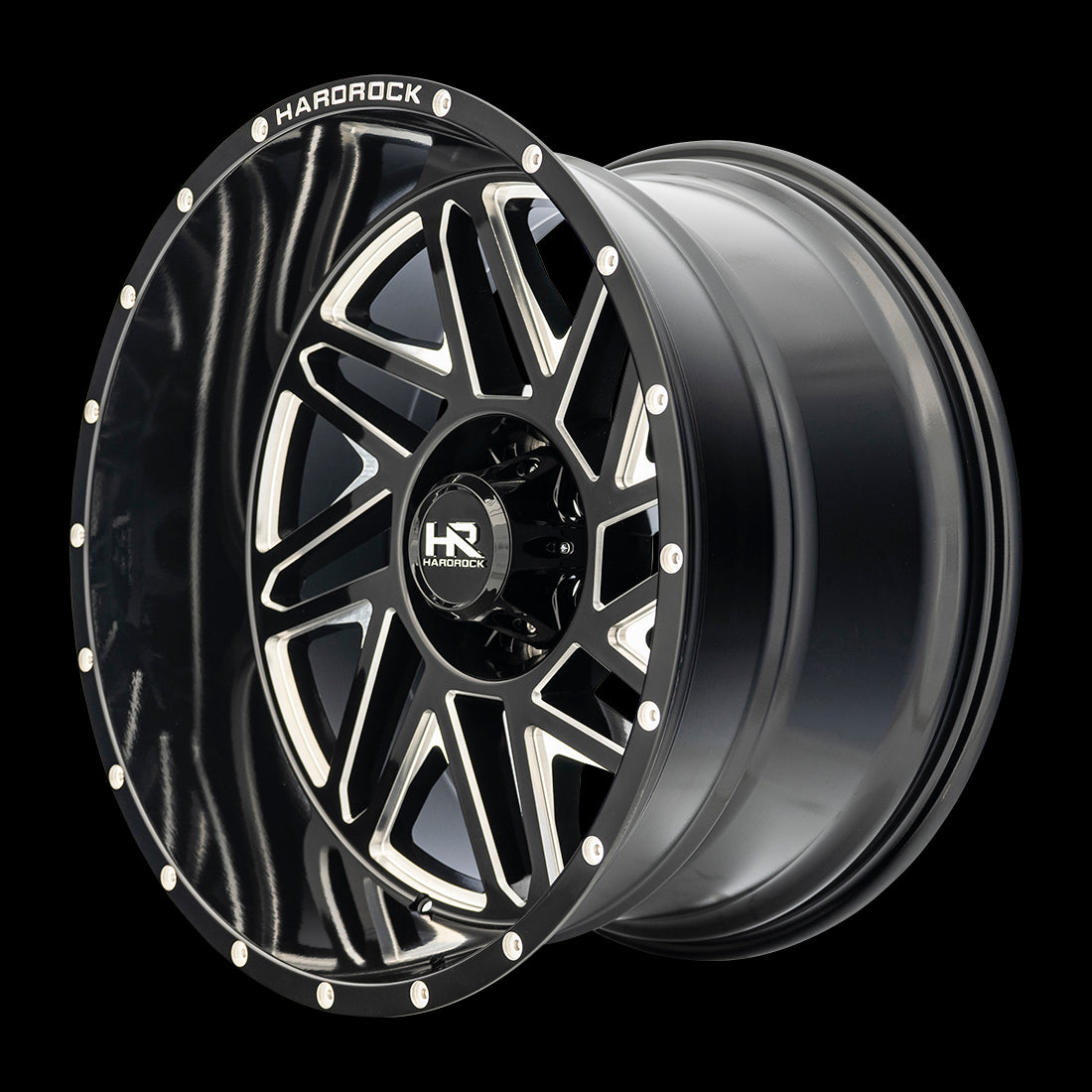 24x14 Hardrock Bones XPosed Gloss Black Milled 6x139.7 ET-76 wheel/rim