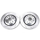 PowerStop Evolution Drilled Slotted Rotors Pair Rear For Volkswagen Passat