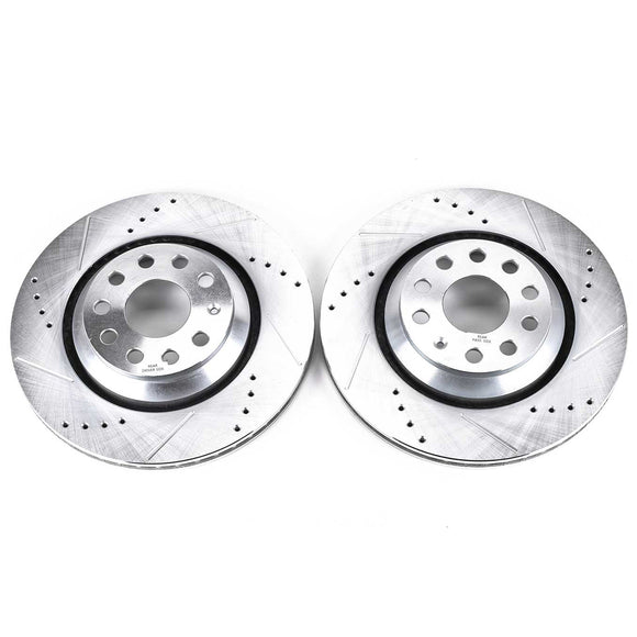 PowerStop Evolution Drilled Slotted Rotors Pair Rear For Volkswagen Passat