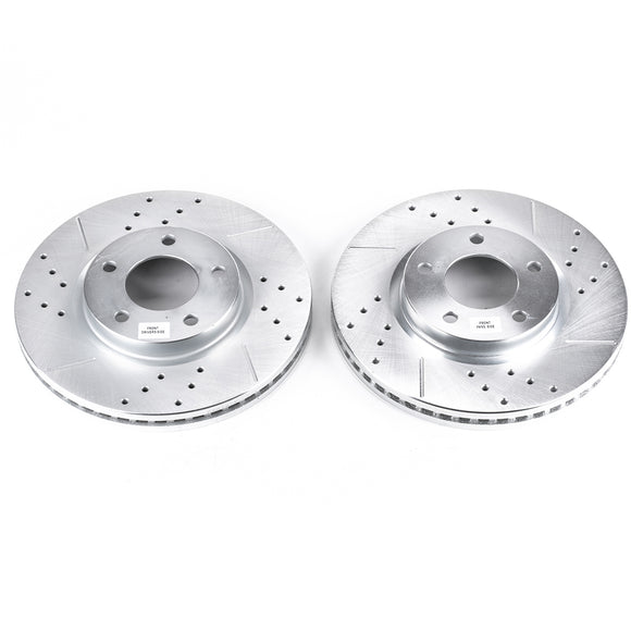 PowerStop Evolution Drilled Slotted Rotors Pair Front For Lincoln MKX