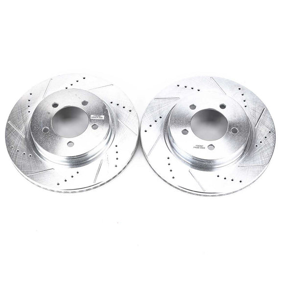 PowerStop Evolution Drilled Slotted Rotors Pair Front For Ford Explorer