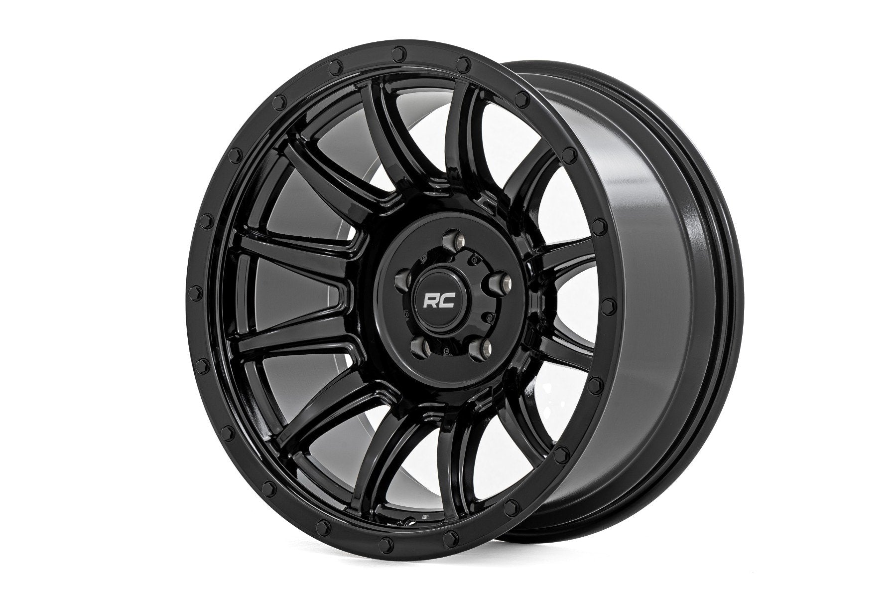 18x9 Rough Country 90 Series Gloss Black 6x5.5 ET-12 Wheel Rim ...
