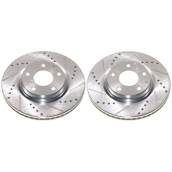 PowerStop Evolution Drilled Slotted Rotors Pair Front For Mazda 3