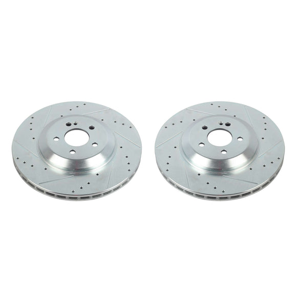 PowerStop Evolution Drilled Slotted Rotors Pair Rear For Mercedes-Benz E400