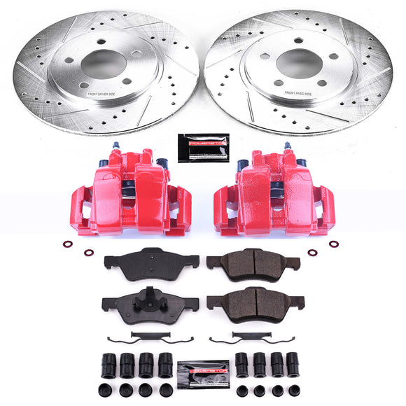 PowerStop Z23 Daily Driver Carbon-Fiber Ceramic Pads Drilled & Slotted Rotor & C