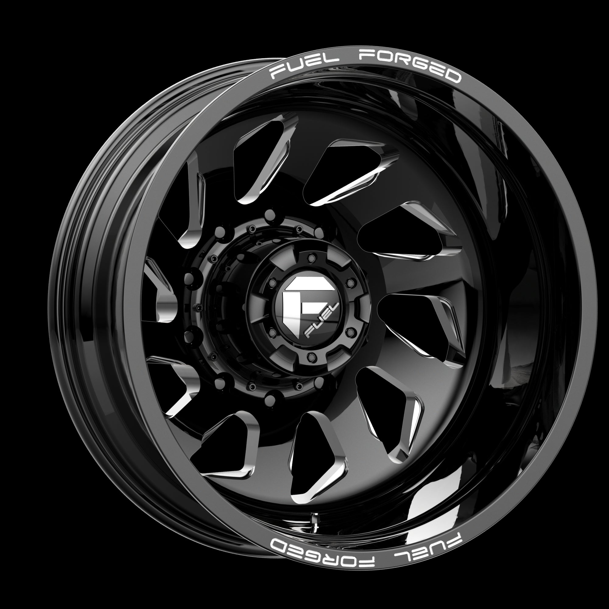 22X8.25 Fuel MONO DD39 FF39D Gloss Black Milled 10X225 ET-202 wheel/rim