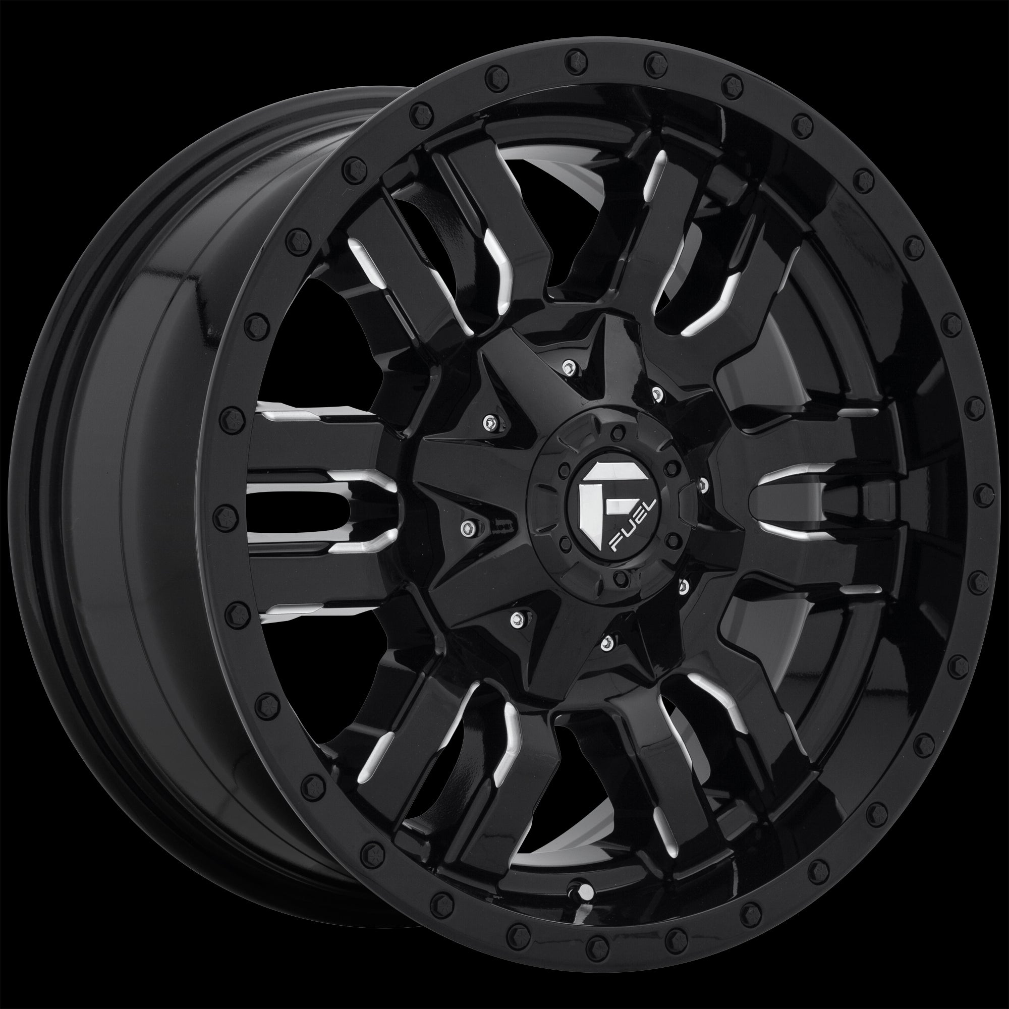 20X9 Fuel D595 SLEDGE Gloss Black Milled 6X120/6X139.7 ET20 wheel/rim - 0