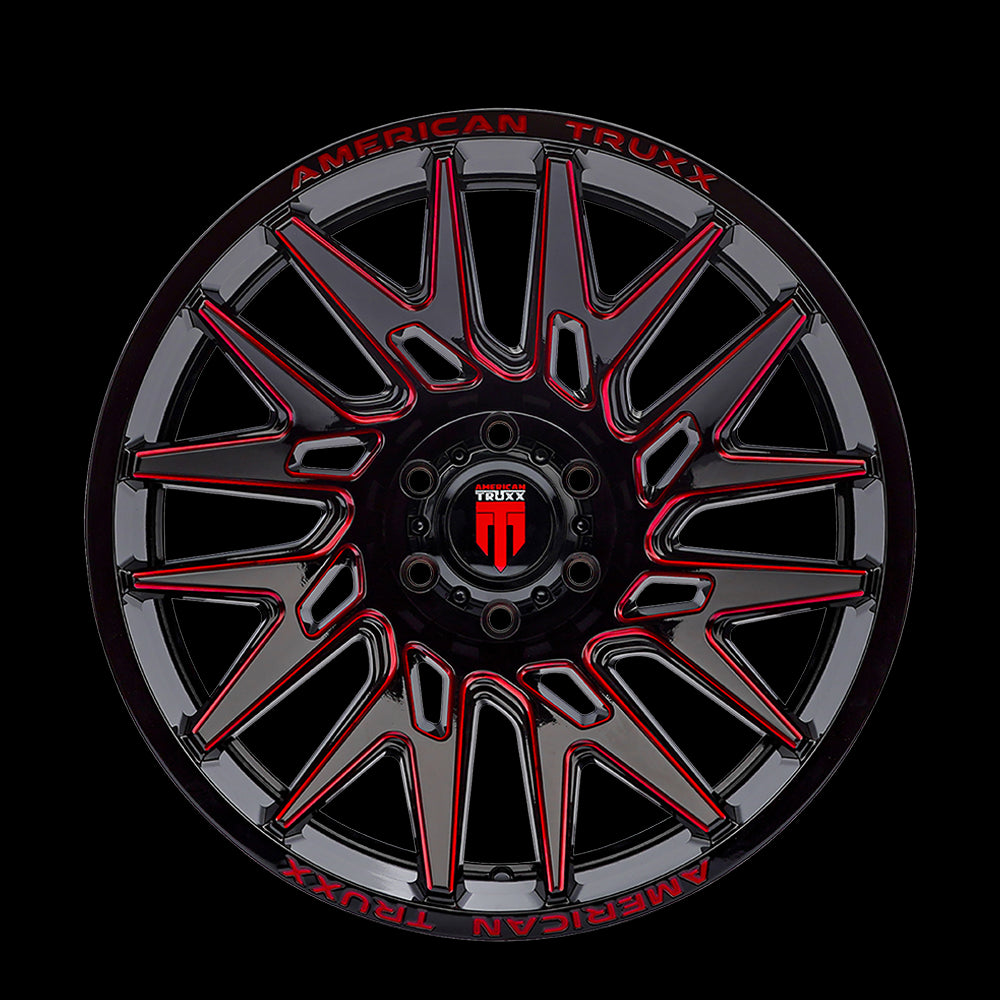 22x12 American Truxx AT1919 Evolution Black Red 6x139.7 6x5.5 ET-44 Wheel