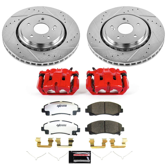 PowerStop Z26 Street Performance Ceramic Brake Pad, Drilled Slotted Rotor, and C