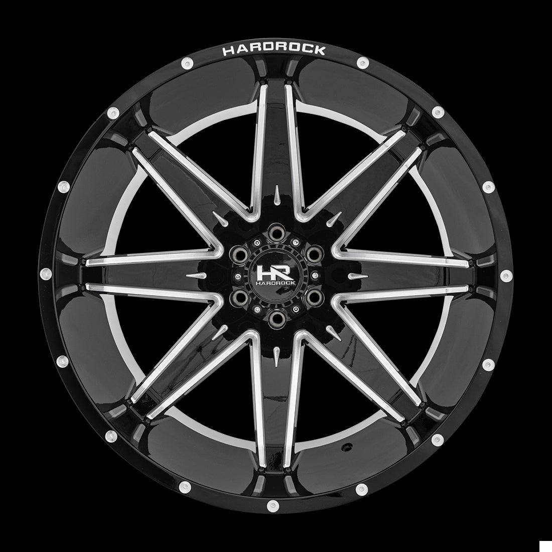 24x14 Hardrock Painkiller XPosed Gloss Black Milled 6x135 ET-76 wheel/rim