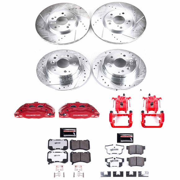 PowerStop Z26 Street Performance Ceramic Brake Pad, Drilled Slotted Rotor, and C
