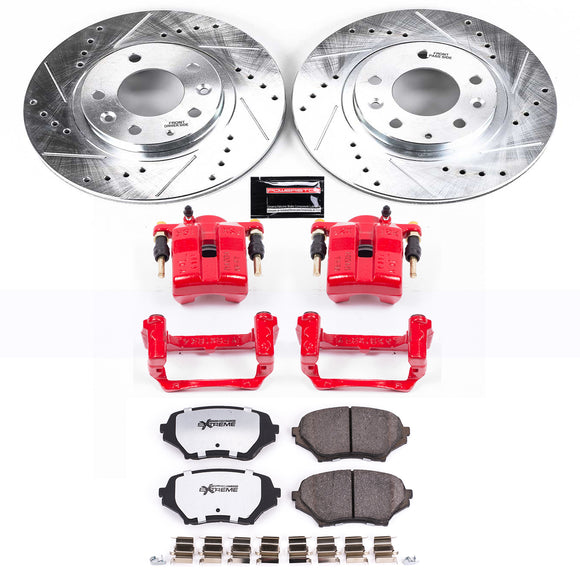 PowerStop Z26 Street Performance Ceramic Brake Pad, Drilled Slotted Rotor, and C