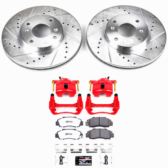 PowerStop Z26 Street Performance Ceramic Brake Pad, Drilled Slotted Rotor, and C