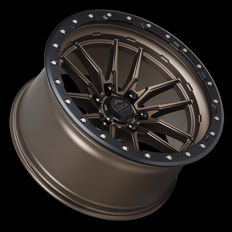 18x9 Lock Off-Road Krawler Matte Bronze Black Ring 5x127 5x5 ET-12 Wheel