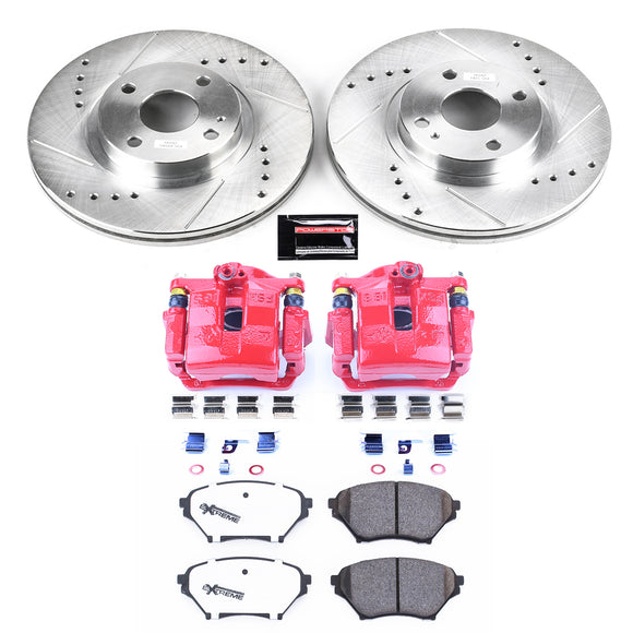 PowerStop Z26 Street Performance Ceramic Brake Pad, Drilled Slotted Rotor, and C