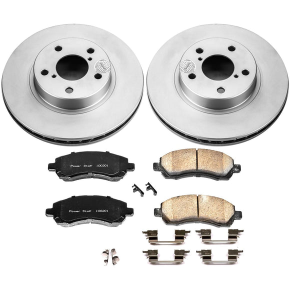 PowerStop Genuine Geomet Coated Rotor and Low-Dust Ceramic Brake Pad Kit