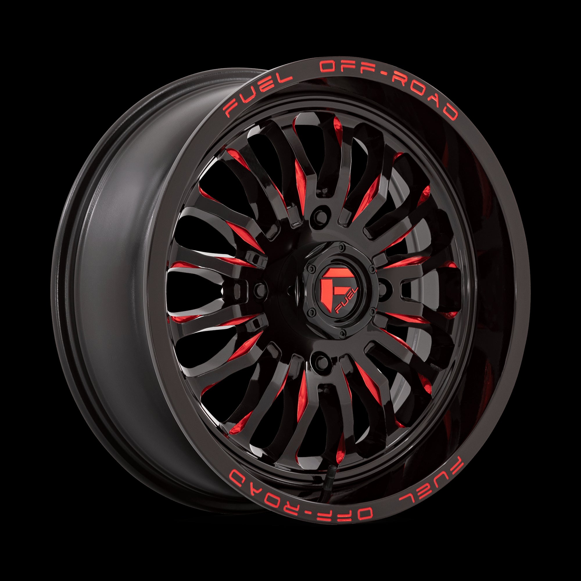 18X7 Fuel UTV D822 ARC UTV Gloss Black Milled Red 4X156 ET13 Wheel Rim