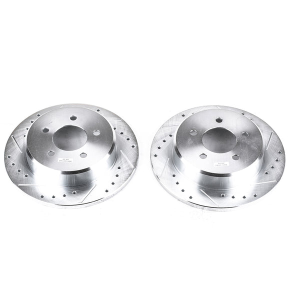 PowerStop Evolution Drilled Slotted Rotors Pair Rear For Plymouth GrVoyager