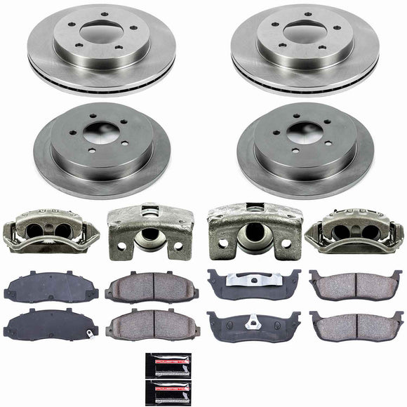 PowerStop OE Stock Replacement Low-Dust Ceramic Brake Pad, Rotor and Caliper Kit