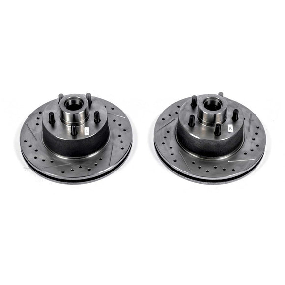 PowerStop Evolution Drilled And Slotted Rotors Pair Front For Dodge Challenger