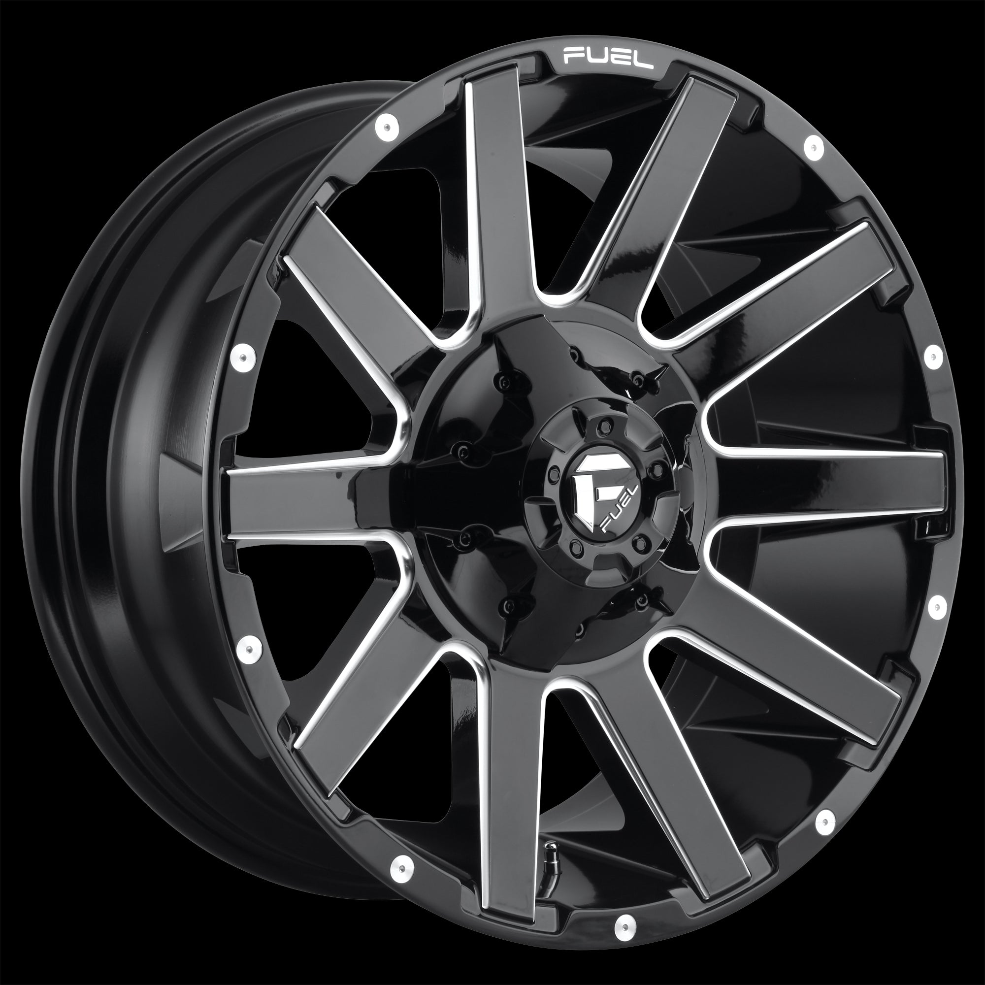 20X9 Fuel D615 Contra Gloss Black Milled 8X180 ET20 wheel/rim