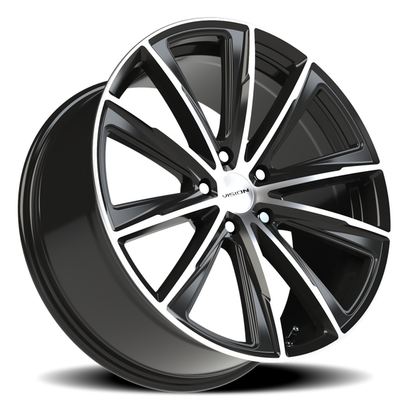 20x9 Vision 471 Splinter Gloss Black - Machined Wheel 5x120 ET35 CB72.6