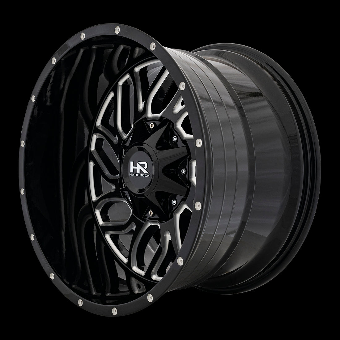 22x10 Hardrock Destroyer Gloss Black Milled 8x170 ET-25 wheel/rim