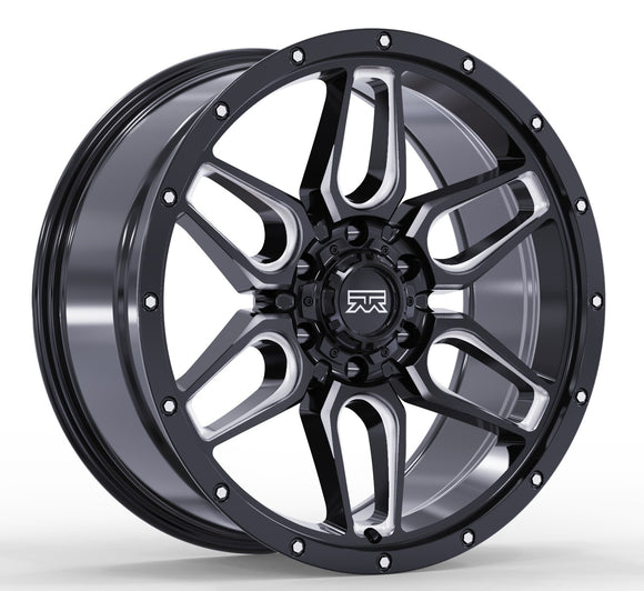 20x9 Mudder Trucker MT317 Barrier Gloss Black Milled 6x135 ET12 Wheel Rim