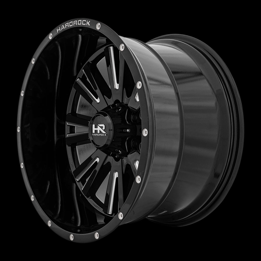 20x12 Hardrock Spine XPosed Gloss Black Milled 5x127 ET-44 wheel/rim