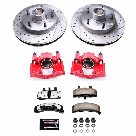 PowerStop Z36 Truck and SUV Ceramic Brake Pad, Drilled & Slotted Rotor, and Cali
