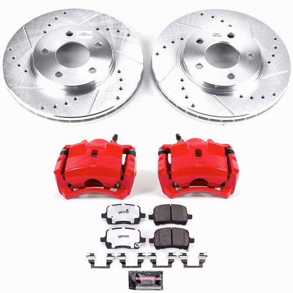 PowerStop Z26 Street Performance Ceramic Brake Pad, Drilled Slotted Rotor, and C