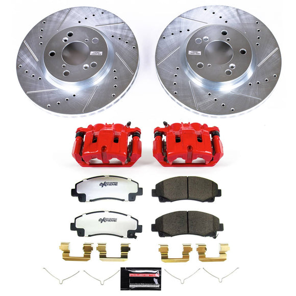 PowerStop Z26 Street Performance Ceramic Brake Pad, Drilled Slotted Rotor, and C