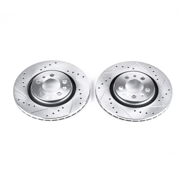 PowerStop Evolution Drilled Slotted Rotors Pair Front For Volkswagen Jetta