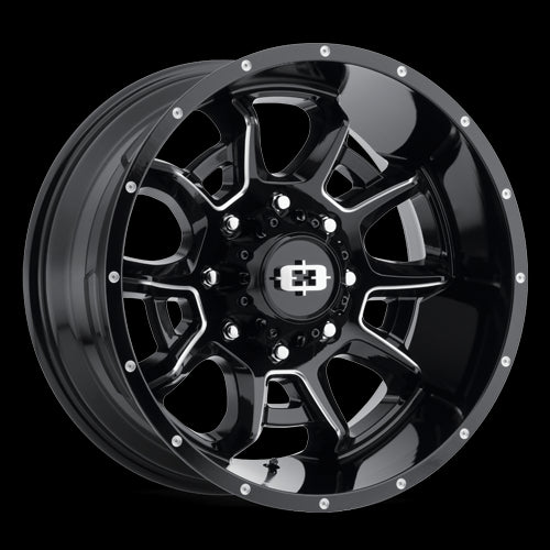 20x12 Vision 415 Bomb Gloss Black Milled Spoke 8x180 ET-51 Wheel Rim