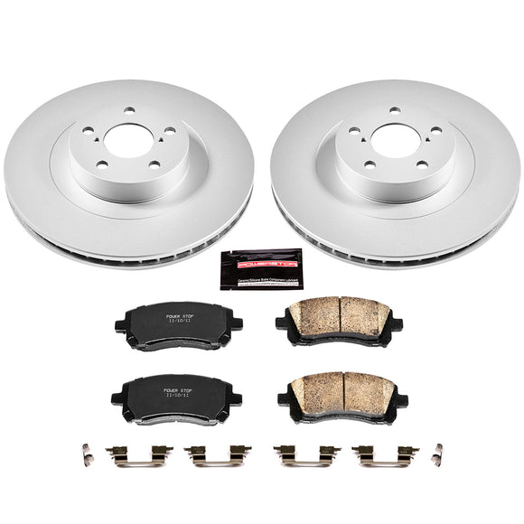 PowerStop Genuine Geomet Coated Rotor and Low-Dust Ceramic Brake Pad Kit