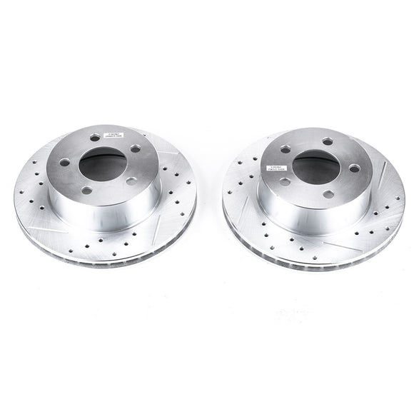 PowerStop Evolution Drilled Slotted Rotors Pair Front For Jeep Wagoneer