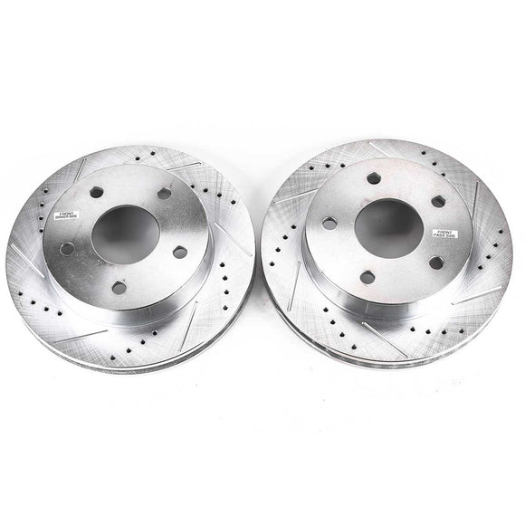 PowerStop Evolution Drilled Slotted Rotors Pair Front For Dodge Ram 1500