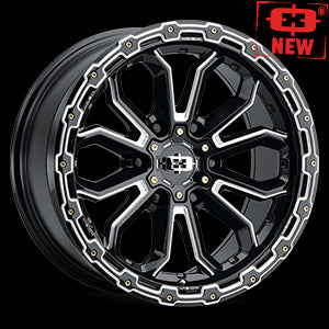 17x9 Vision 405 Korupt Gloss Black Milled Spoke Wheel 8x165.1 ET-12 CB125.2