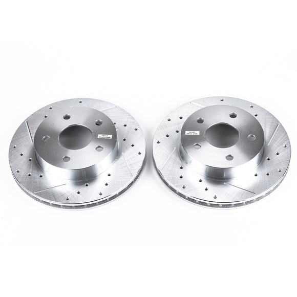 PowerStop Evolution Drilled Slotted Rotors Pair Front For Jeep GrCherokee