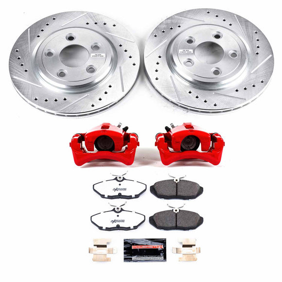 PowerStop Z26 Street Performance Ceramic Brake Pad, Drilled Slotted Rotor, and C