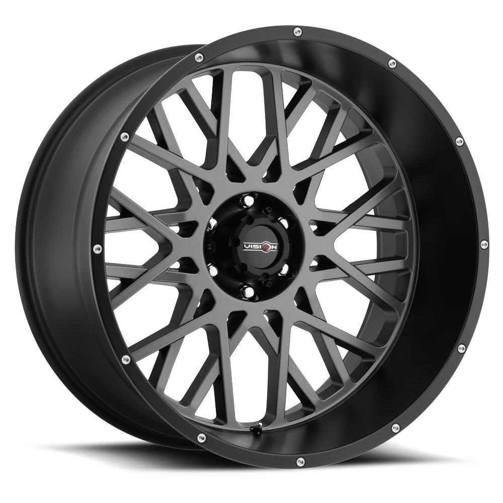 20x10 Vision 412 Rocker Anthracite with Black 5x127 5x5 ET-25 Wheel Rim