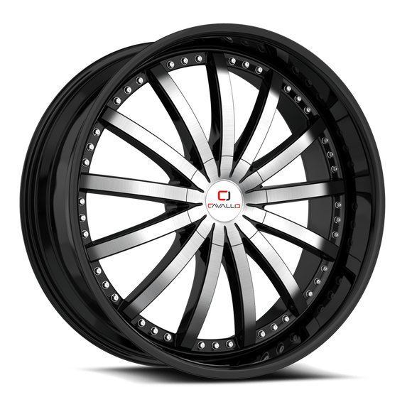 22x9.5 Cavallo CLV-53 Gloss Black Machined 5x115/120 ET15 wheel/rim