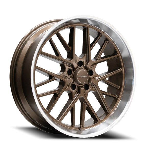 22x10.5 Corsart Kingpin 5 Matte Bronze Diamond Cut Lip 5x127 ET0 Wheel
