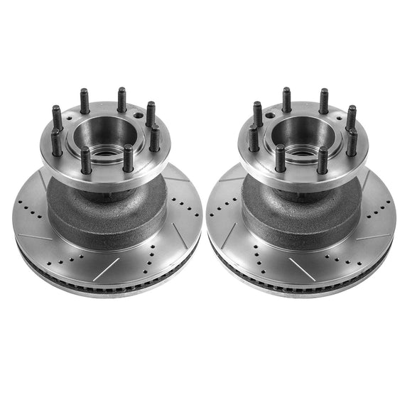 PowerStop Evolution Drilled Slotted Rotors Pair Front For Ford E-450 Super Duty