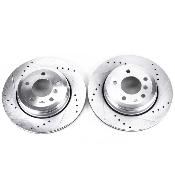 PowerStop Evolution Drilled Slotted Rotors Pair Rear For BMW 525i