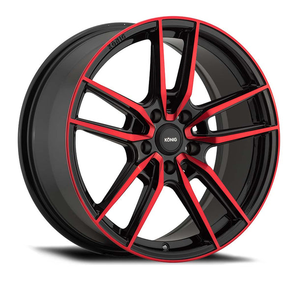 18x8 Konig Myth Gloss Black/Red Tint 5x112 ET43 Wheel Rim