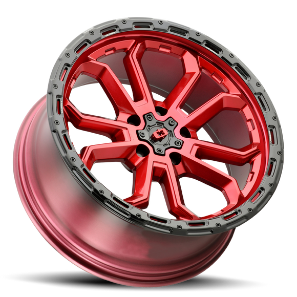 17x8 Vision 405 Korupt Gloss Red w/Gloss Black Lip 5x120 ET30 Wheel Rim