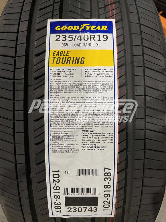 235/40R19 Goodyear Eagle Touring 96V VSB XL 235 40 19 2354019